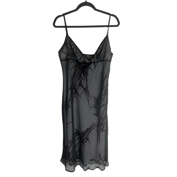 BCBG Max Azria Women's 12 Black Sheer Slip Dress Spaghetti Strap Made in USA - Picture 2 of 12